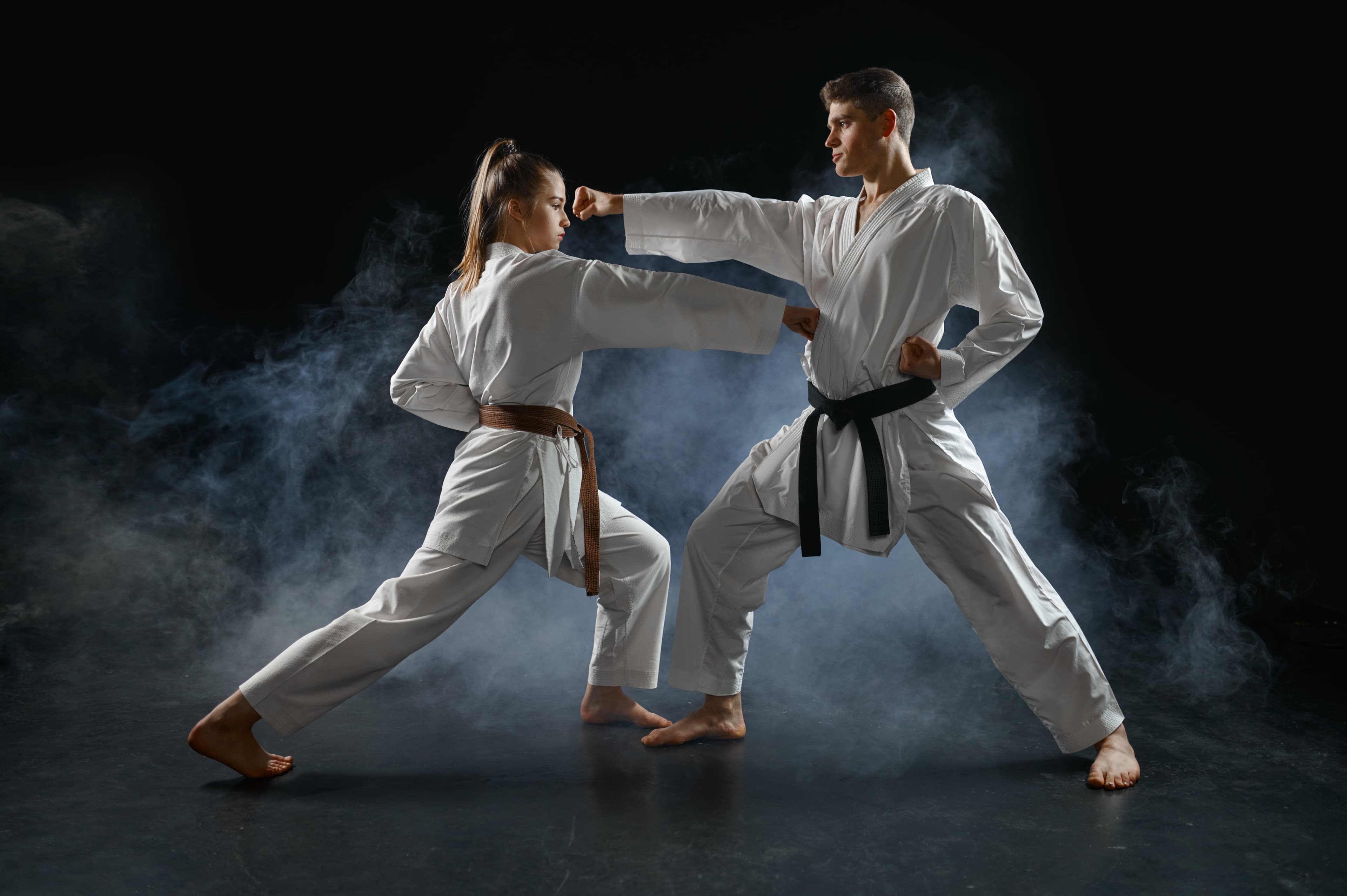 two players practising karate